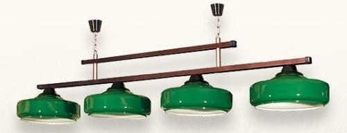 Бильярдный светильник Венеция, 6 плафонов (зеленый, цвет подвеса - бронза)