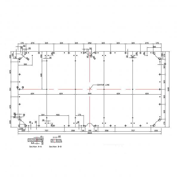 Плита для бильярдных столов Rasson Original Premium Slate 10 футов, 25 мм, 5 шт (русская пирамида, снукер)